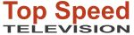 Logo mit dem Schriftzug Top Speed in großen roten Buchstaben über TELEVISION in kleineren schwarzen Buchstaben, auf weißem Hintergrund.